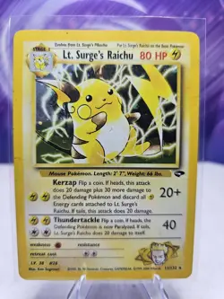Pokemon TCG Lt. Surge's Raichu 11/132 Holo Rare Gym Challenge - Image 1