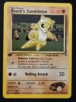 1st Edition Brock's Sandshrew 71/132 Gym Heroes WoTC Pokemon Trading CG 2000 LP - Image 1