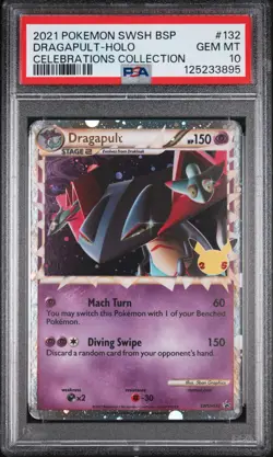2021 POKEMON SWSH BLACK STAR PROMO CELEBRATIONS COLL #132 DRAGAPULT-HOLO PSA 10 - Image 1