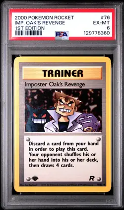 2000 POKEMON ROCKET 1ST ED #76 IMPOSTER OAK'S REVENGE PSA 6 - Image 1