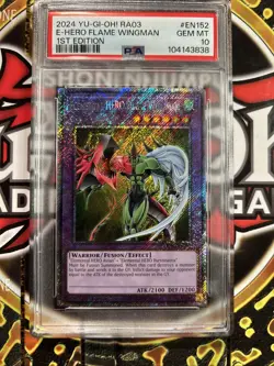YuGiOh E-HERO FLAME WINGMAN #RA03-EN152??PSA 10 GEM??1st ED-2024 PLT SECRET RARE - Image 3