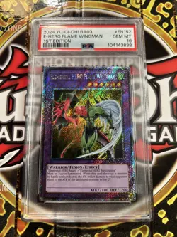 YuGiOh E-HERO FLAME WINGMAN #RA03-EN152??PSA 10 GEM??1st ED-2024 PLT SECRET RARE - Image 4