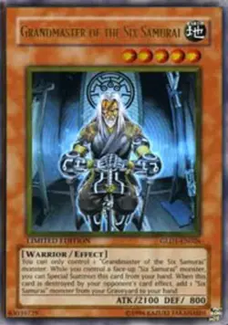 Yugioh! LP Grandmaster of the Six Samurai - GLD1-EN026 - Gold Rare - Limited Edi - Image 1