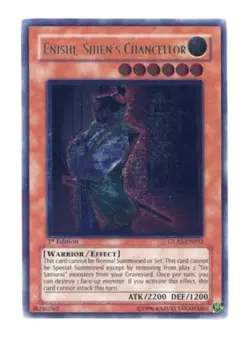 Yugioh! MP Enishi, Shien's Chancellor - GLAS-EN032 - Ultimate Rare - 1st Edition - Image 1
