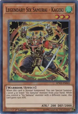 Yugioh! MP Legendary Six Samurai - Kageki - SPWA-EN043 - Super Rare - 1st Editio - Image 1