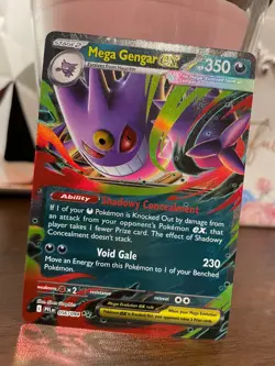 Pokemon TCG Mega Gengar EX 056/094 Me02: Phantasmal Flames Holo Card in hand NM - Image 1