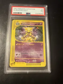 Pokemon Alakazam TCG Expedition Base Set Holo Rare Card 1/165 PSA 7 - Image 1