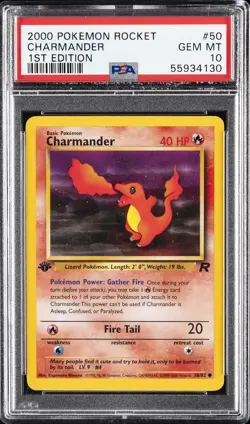 2000 POKEMON ROCKET 1ST ED #50 CHARMANDER PSA 10 - Image 1