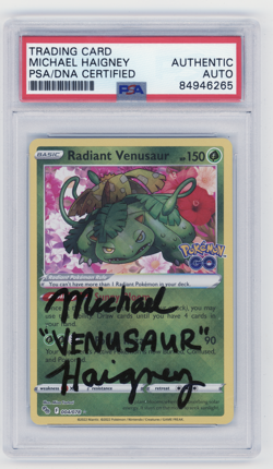 PSA Signed Micheal Haigney Radiant Venusaur 004/078 Pokemon GO Holo Rare - Image 1