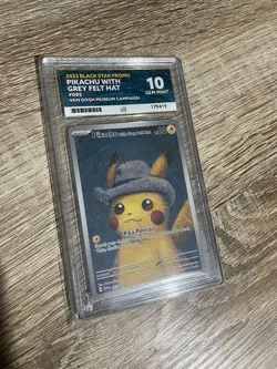 Pokemon Pikachu TCG Grey Felt Hat Promo SVP 085 Ace 10 Gem Mint - Image 1