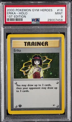 2000 POKEMON GYM HEROES 1ST ED #16 ERIKA-HOLO PSA 9 - Image 1