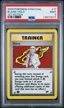 2000 POKEMON GYM CHALLENGE 1ST ED #17 BLAINE-HOLO PSA 9 - Image 1