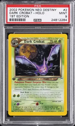 2002 POKEMON NEO DESTINY 1ST ED #2 DARK CROBAT-HOLO PSA 9 - Image 1