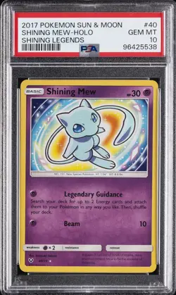 2017 POKEMON SUN & MOON SHINING LEGENDS #40 SHINING MEW-HOLO PSA 10 - Image 1