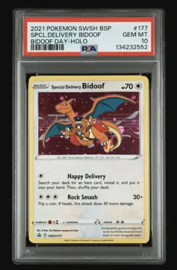 2021 Pokemon SWSH Black Star Promo Special Delivery Bidoof #117 PSA 10 - Image 1