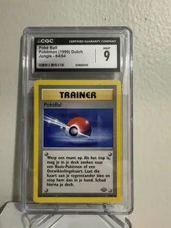 CGC Mint 9 Poke Ball Dutch 64/64 Jungle Set Vintage 1999 Pokemon Card Graded - Image 1