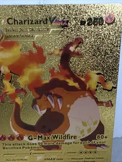 Pokemon Gold Foil Card Charizard VMAX 143/293 Mint or NM Condition FAN ART CARD - Image 3