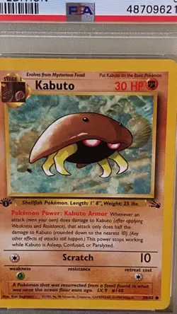 1999 Pokemon Fossil Card #50 Kabuto 1st Edition PSA 5 EX - Image 2
