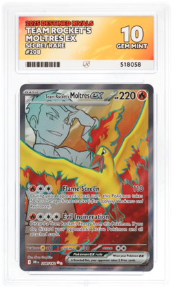 Pokemon Graded Card - Team Rocket's Moltres ex 208/182 - Ace Gem Mint 10 (518058 - Image 1