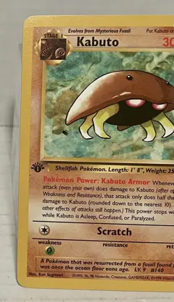 1st Edition Fossil Kabuto 50/62 Pokemon Card WOTC Vintage LP - Image 2
