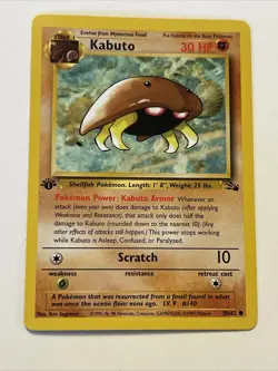 Kabuto 50/62 1st Edition Fossil Set 1999 Pokemon Common Card NM-Mint - Image 1