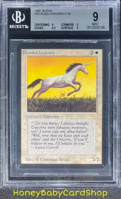 MTG Limited Edition Alpha 1993 Pearled Unicorn BGS 9.0Q+ (Quad+) MINT 93/94 - Image 1