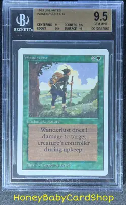 MTG Unlimited Edition 1993 Wanderlust BGS 9.5 GEM MINT Old School 93/94 - Image 1