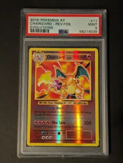 PSA 9 MINT 2016 POKEMON XY EVOLUTIONS CHARIZARD REVERSE FOIL HOLO #11/108 - Image 1