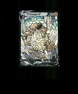 HOLO Primeape Card Primeape Stained Glass Pokemon Card READ DESCRIPTION BELOW p1 - Image 1
