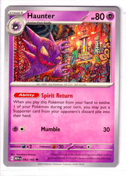 Haunter 093/165 Scarlet & Violet 151 ENGLISH Uncommon 2023 Near Mint Pokemon - Image 1