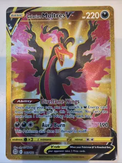 Pokemon TCG Brilliant Stars Galarian Moltres v Gold SR Card 183/172 NM/M - Image 1