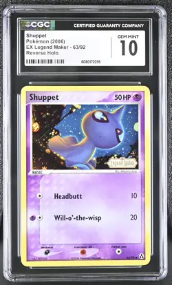 CGC 10 Shuppet 2006 EX Legend Maker 63/92 Reverse Holo Stamped Pokemon Card - Image 1