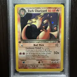 Pokemon 2000 Dark Charizard 1st Edition Team Rocket Holo Card *HAND SWIRL* PSA 7 - Image 2