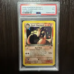 Pokemon 2000 Dark Charizard 1st Edition Team Rocket Holo Card *HAND SWIRL* PSA 7 - Image 3