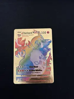 Charizard VMAX Rainbow Gold Metal Card Rare, Perfect Condition - Image 1