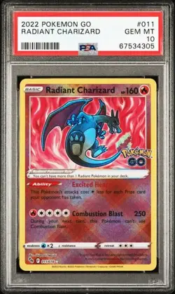 PSA 10 Radiant Charizard 011/078 Pokemon Go Holo Foil Shiny 2022 Pokemon Card - Image 1
