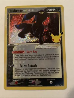 Umbreon Gold Star 17/17 Pokemon TCG Celebrations Classic Collection NM - Image 1