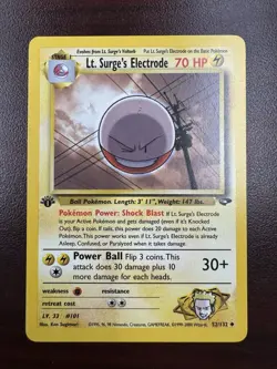 Lt. Surge’s Electrode #52/132 - Gym Challenge 1st Edition NM- - Image 1