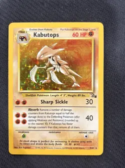 Pokemon TCG Kabutops Holo Rare Card 9/62 Fossil Unlimited 1999 - LP Condition! - Image 1