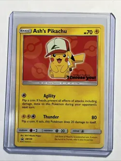 Pokemon TCG Ash's Pikachu SM109 Special Promo Card - Image 1