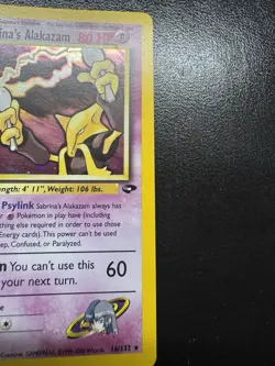 Pokemon Alakazam Sabrina's 16/132 Holographic Rare Gym Challenge TCG Card - Image 2