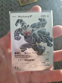 Machamp V Silver Foil Fan Art Vinyl Collector Pokemon Card - Image 1
