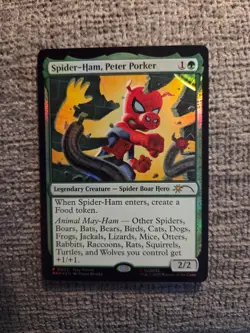 SPIDER-HAM, PETER PORKER ~ NM ~ MTG Magic- 0002 PRM Spider-Man Play Promo FOIL - Image 1
