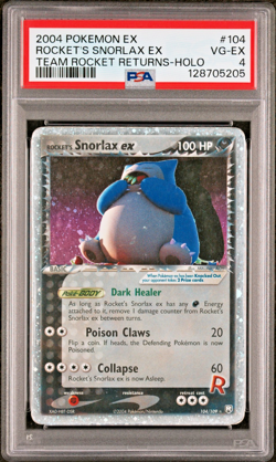 PSA 4 2004 Pokemon EX Team Rocket Returns Rocket's Snorlax EX 104/109 Holo Foil - Image 1