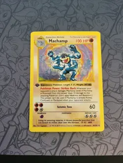Pokemon: Machamp 1st Edition Shadowless #8/102 Holo Rare Base Set 1999 WOTC - LP - Image 1