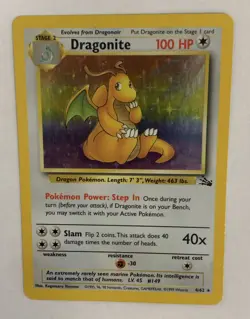 1999 Pokemon Dragonite 4/62 Fossil Holo (NM) - Image 1