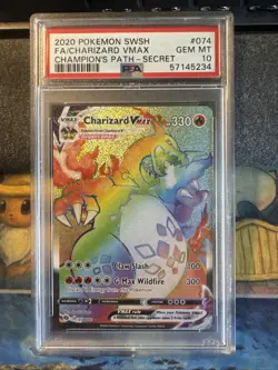 FA CHARIZARD VMAX PSA 10 2020 POKEMON SWSH CHAMPION'S PATH 074/073 FULL ART - Image 1