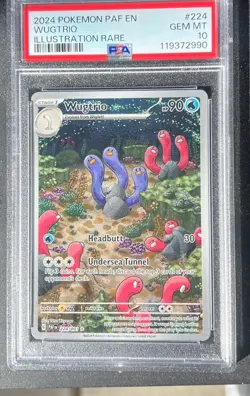 Wugtrio 224/091 2024 Paldean Fates Illustration Rare Pokemon TCG PSA 10 - Image 1