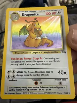 Pokemon TCG Dragonite Card 4/62 Fossil, Unlimited, Vintage, Holo, LP NM B52 - Image 1