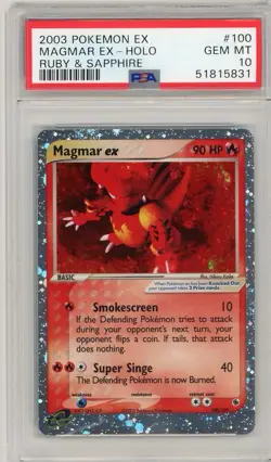 2003 Pokemon Magmar ex Holo EX Ruby & Sapphire #100 PSA 10 Gem Mint Low Pop! - Image 1